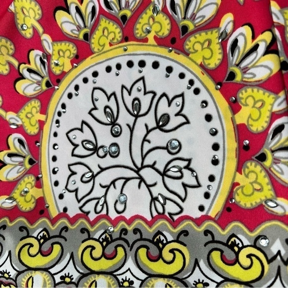 NWT INC Coral Pink Patterned Sleeveless Halter Dress With Rhinestones Size M - Picture 9 of 16